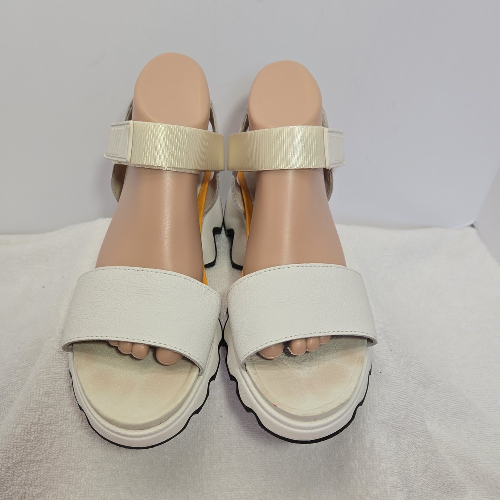 Sorel Kinetic Impact Y Strap Sandals Sea Salt Womens Size 8.5 Platform Leather - Picture 3 of 14
